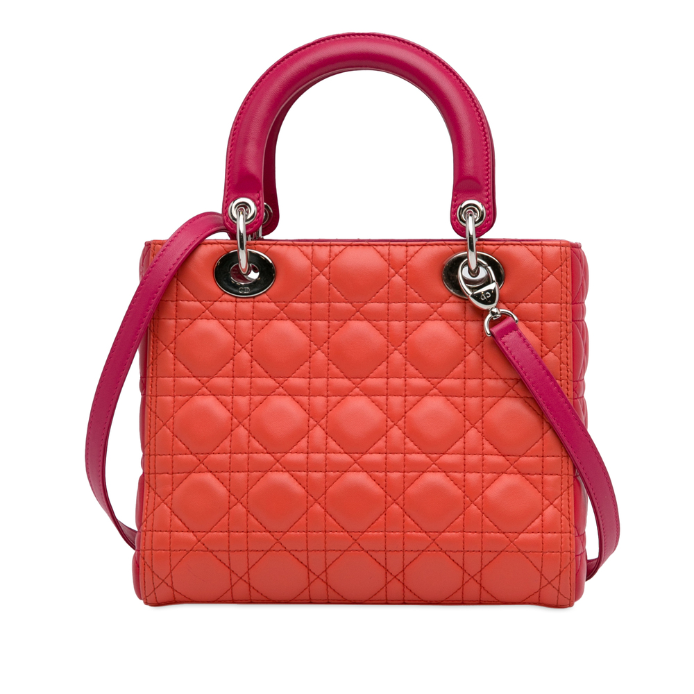 Pre-Loved Dior Medium Bicolor Lambskin Cannage Lady Dior - Picture 4 of 12